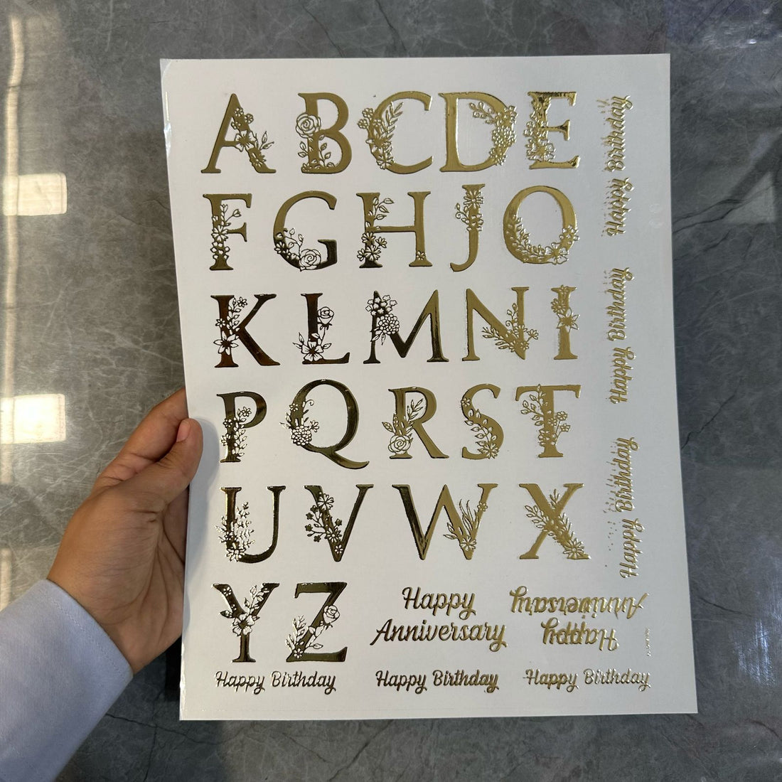 Gold embossed sheet alphabet 006