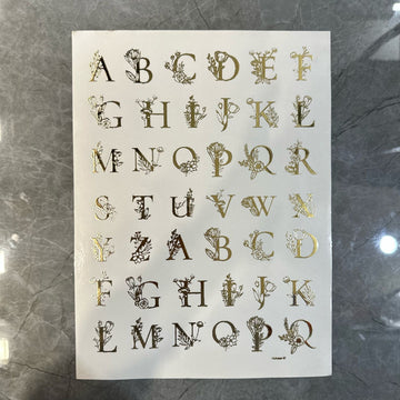 Gold embossed sheet alphabet 012