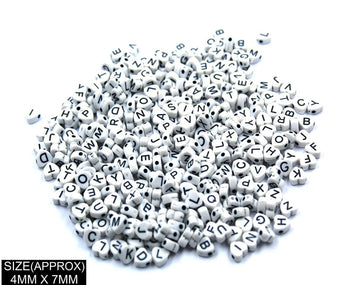 White alphabet heart beads