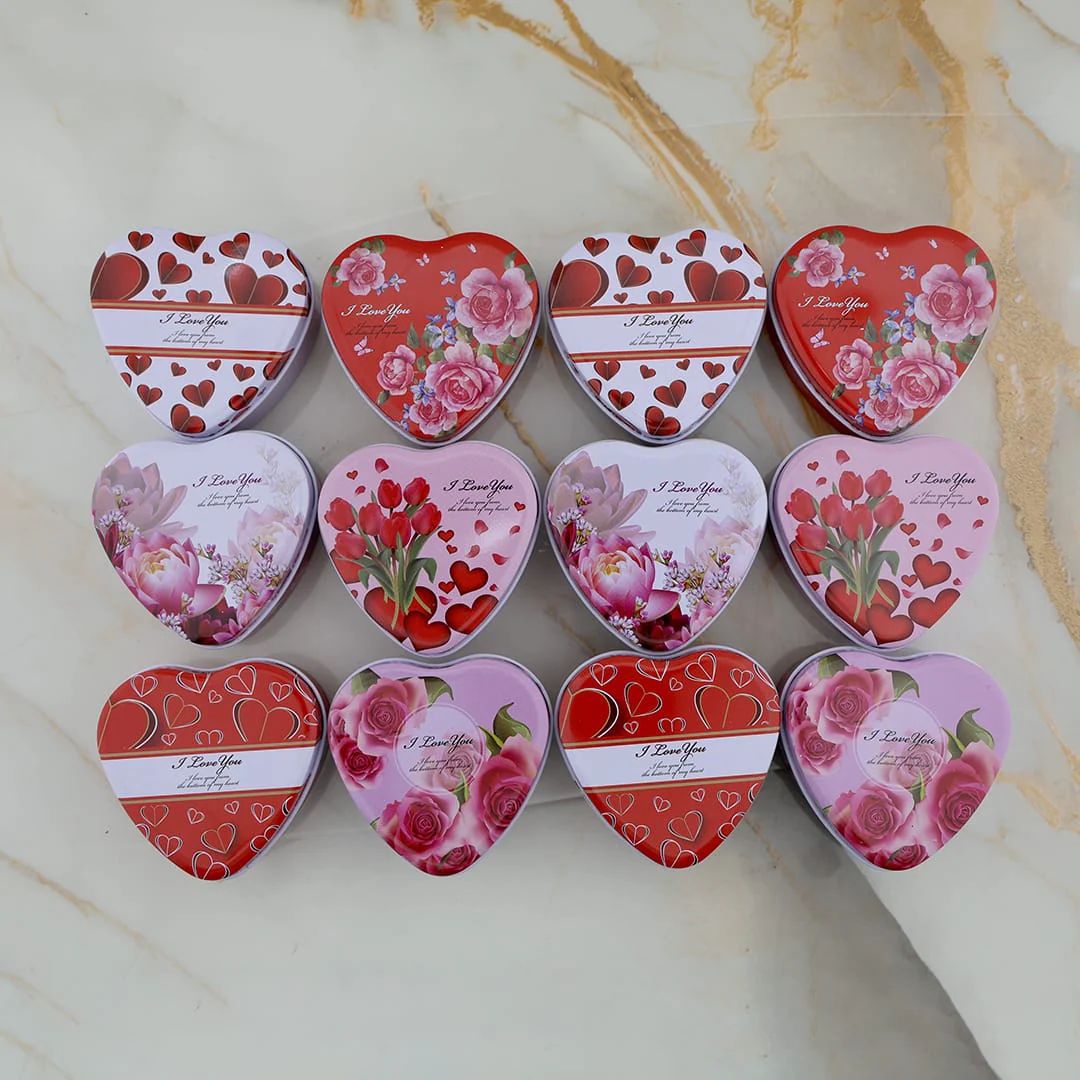 Heart shape love message tin jar