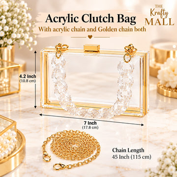 Acrylic clutch with gold & acrylic chain