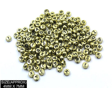 Gold alphabet round beads