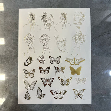 Gold embossed sheet butterfly and lady line