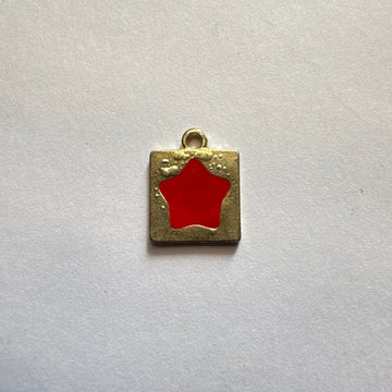 Square orange star charm