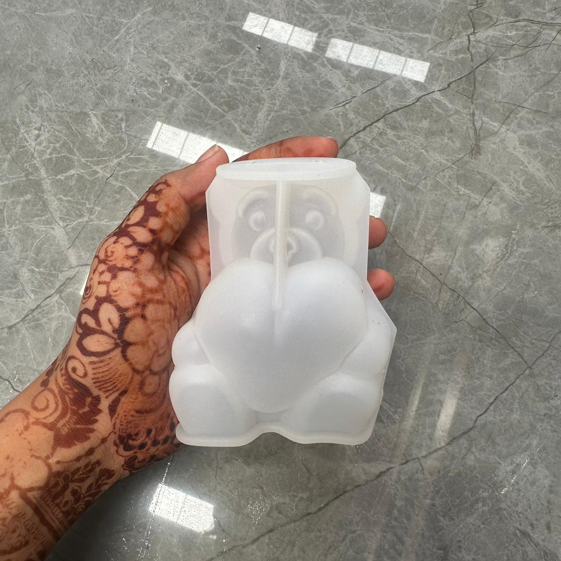 Sitting bear with heart candle mould