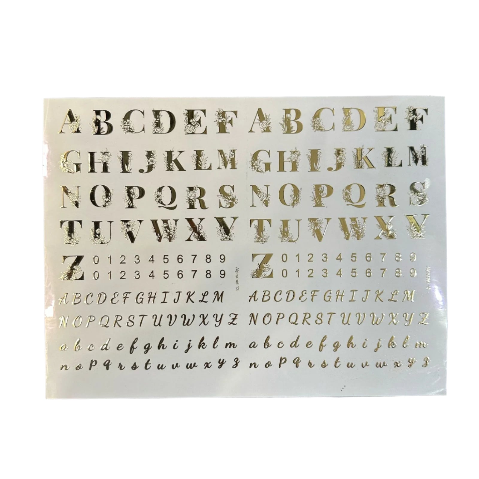 Gold embossed sheet alphabet 007