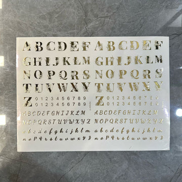 Gold embossed sheet alphabet 007