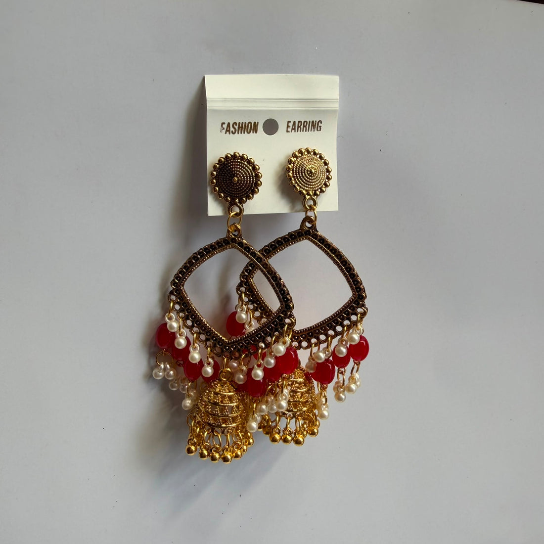 Kashmiri jumkha square base red