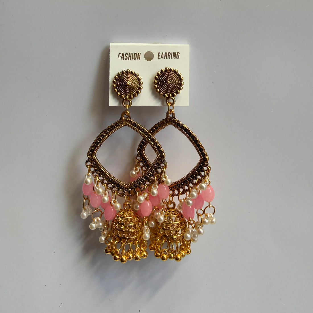 Kashmiri jumkha square base baby pink