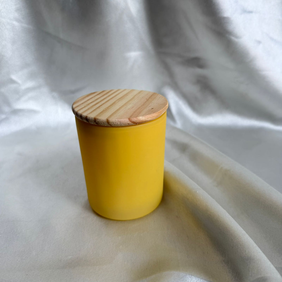 Wooden lid matte yellow jar