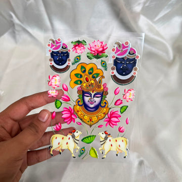 Shreenathji & cow peel off sticker sheet A6