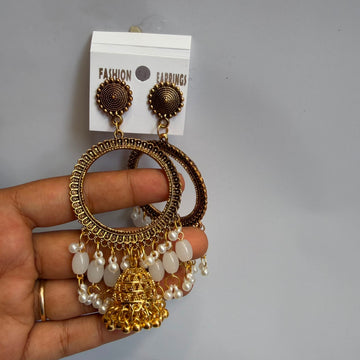 Kashmiri jumkha round base white