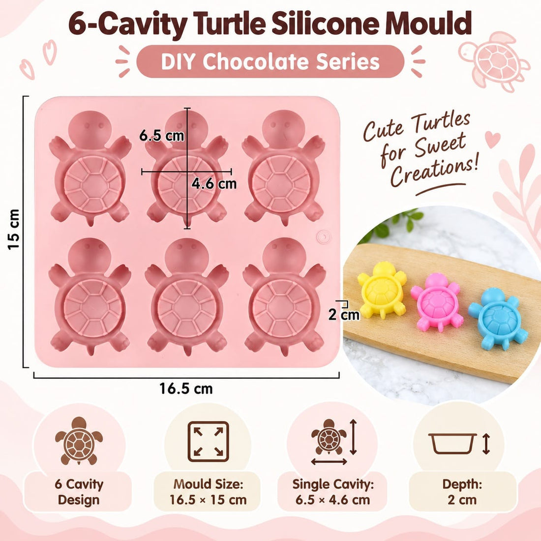 6 Cavity Turtle Silicone Mould