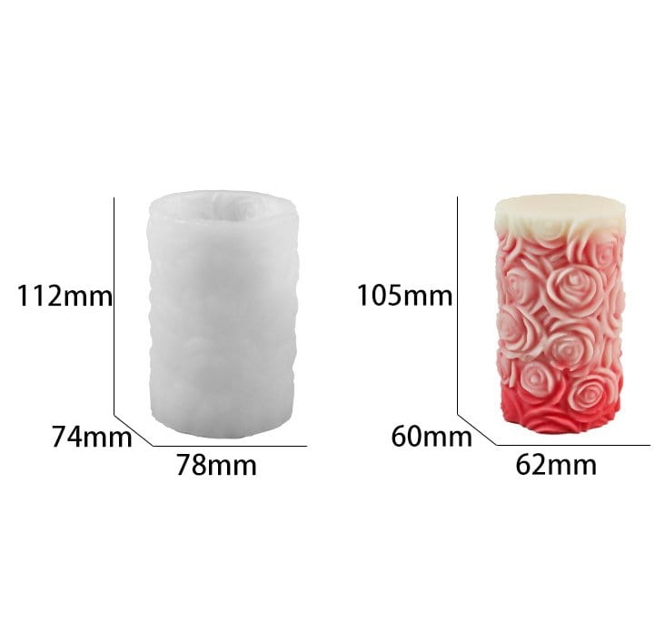 3d rose flower pillar candle mould