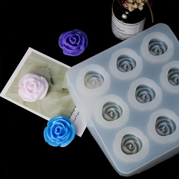 9 cavity 3d rose flower mould