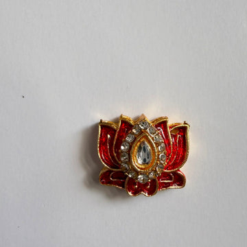 Lotus Kundan broach red 001