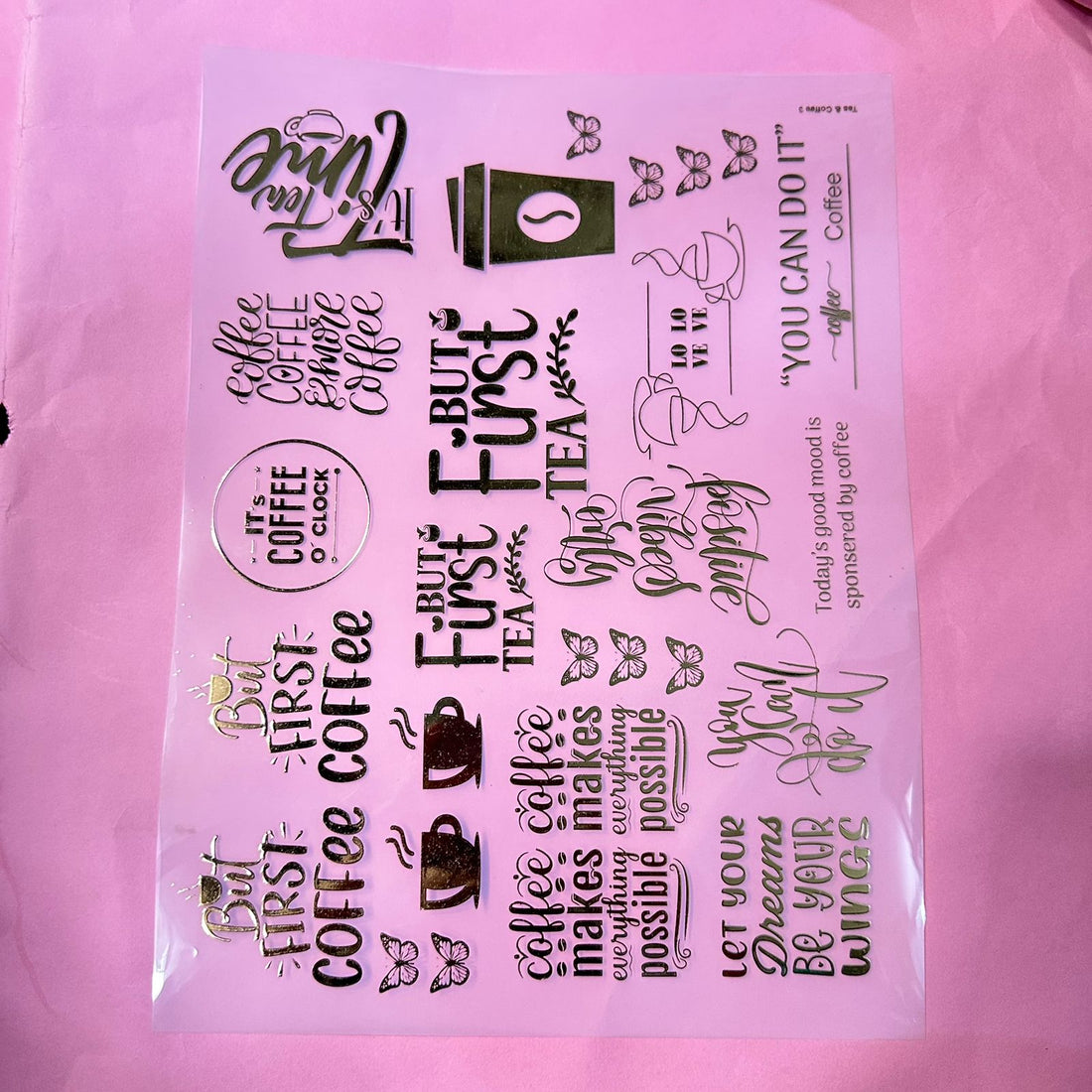 Tea & coffee metal insert sheet A4