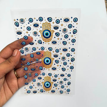 Evil eye peel off sticker sheet A6