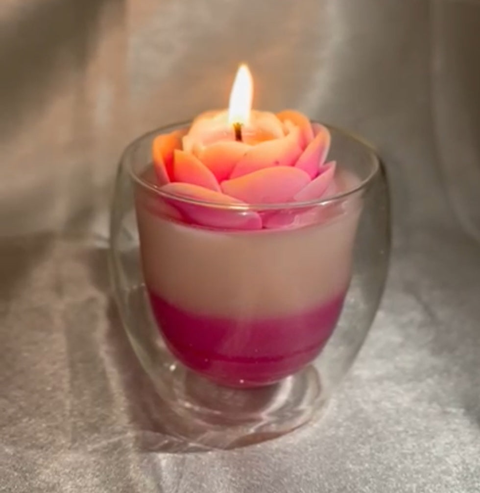 Double wall jar candle with lotus flower