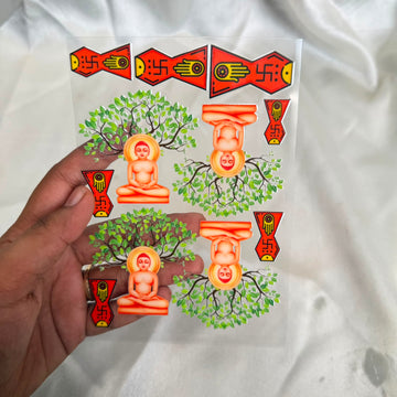 Jain logo & mahavirswami peel off sticker sheet A6 002