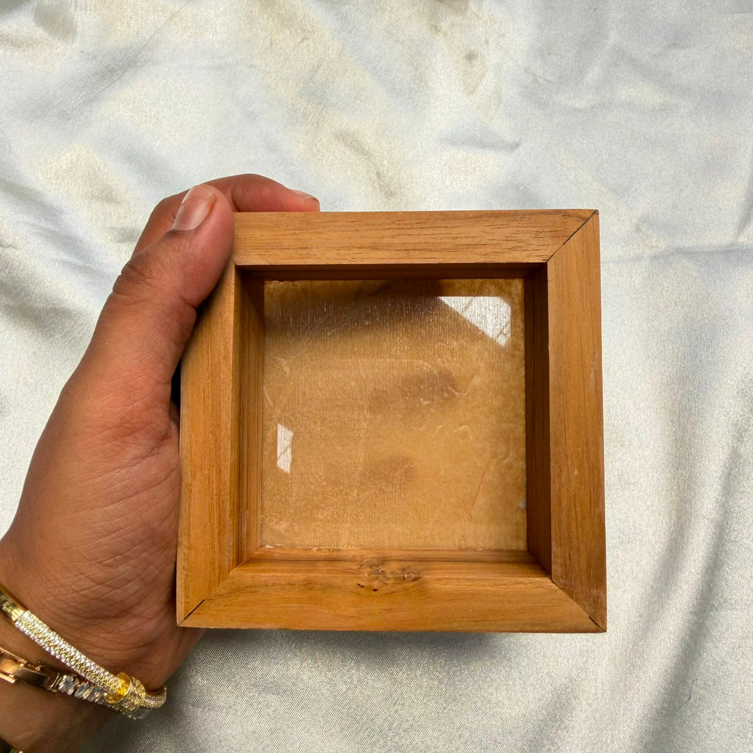 4 inch teak wood frame with acrylic