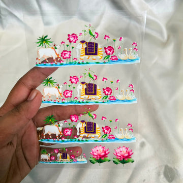Elephant & lotus peel off sticker sheet A6 02