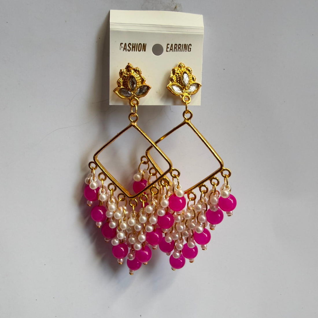 Chandbali jumkha base dark pink