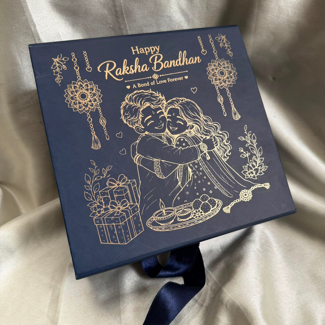 Rakhi hamper collapsible box blue