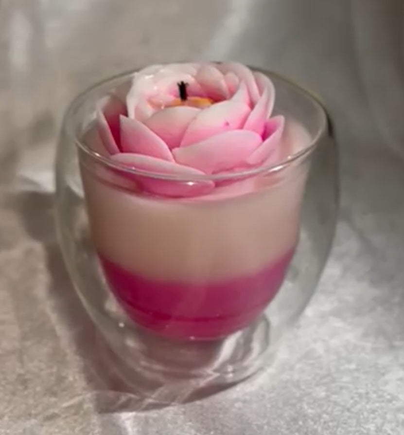Double wall jar candle with lotus flower