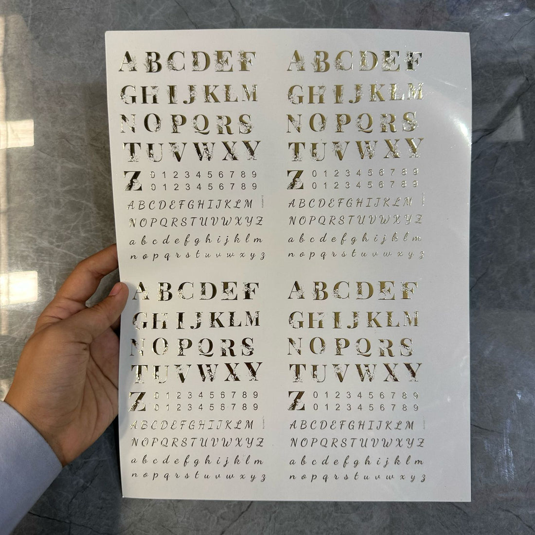 Gold embossed sheet alphabet 004