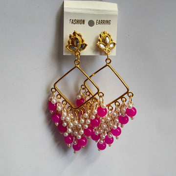Chandbali jumkha base dark pink