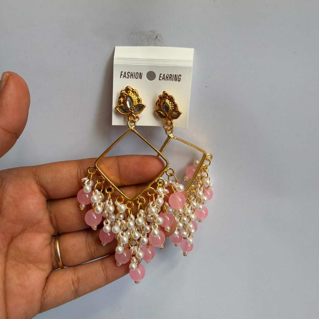 Chandbali jumkha base baby pink