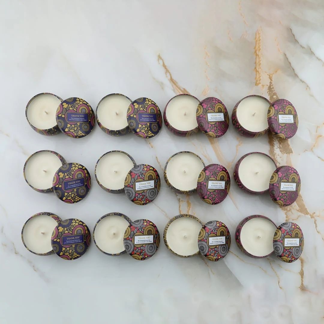 Round mandala art tin jar