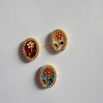 Oval Kundan rakhi charm 002
