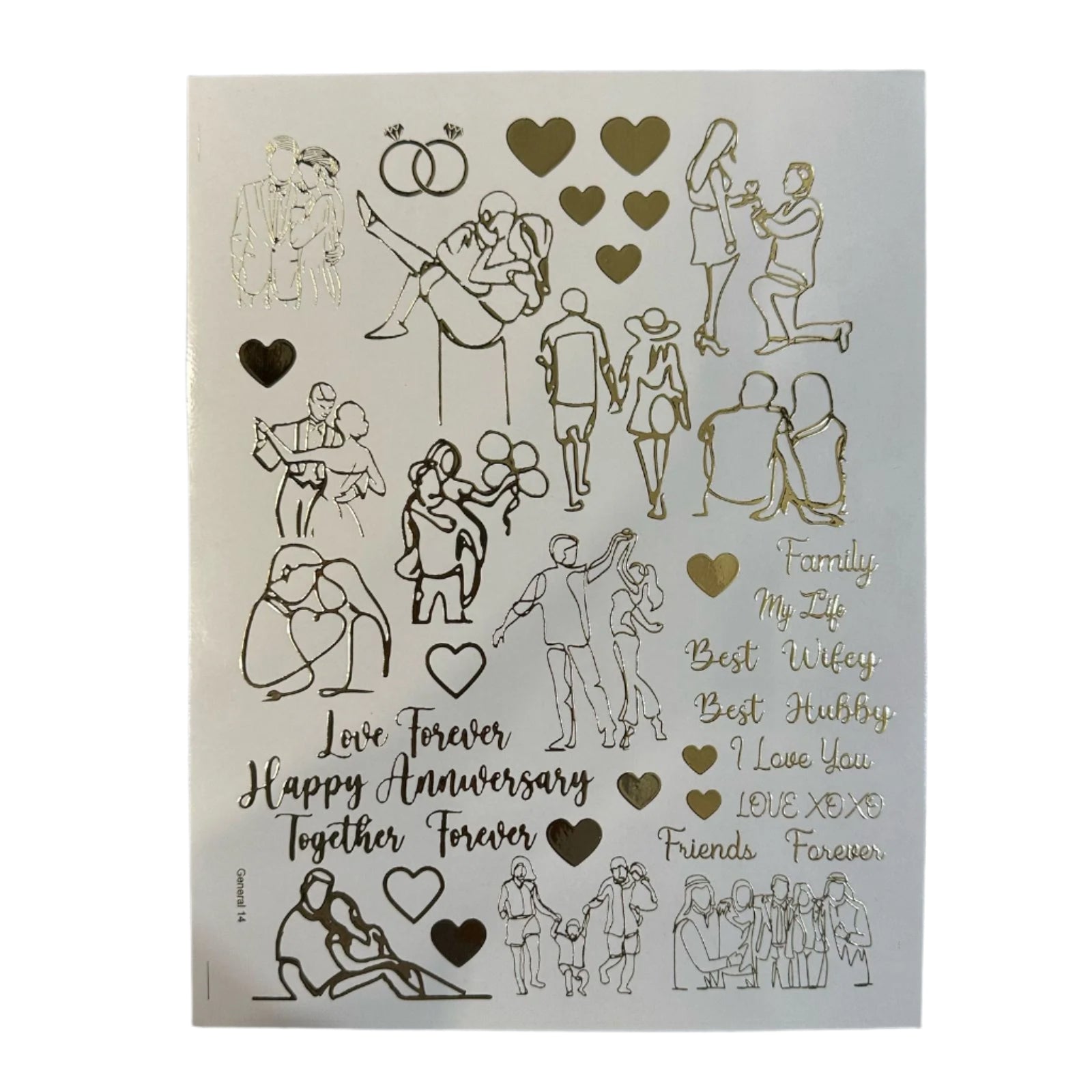 Gold embossed sheet couple & qoute