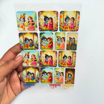 Cute Radha krishna peel off sticker sheet A6