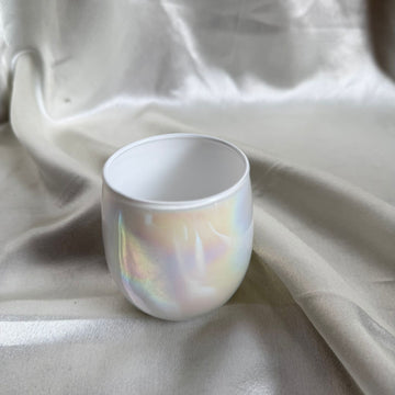 Holographic white candle jar