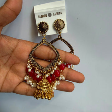 Kashmiri jumkha square base red