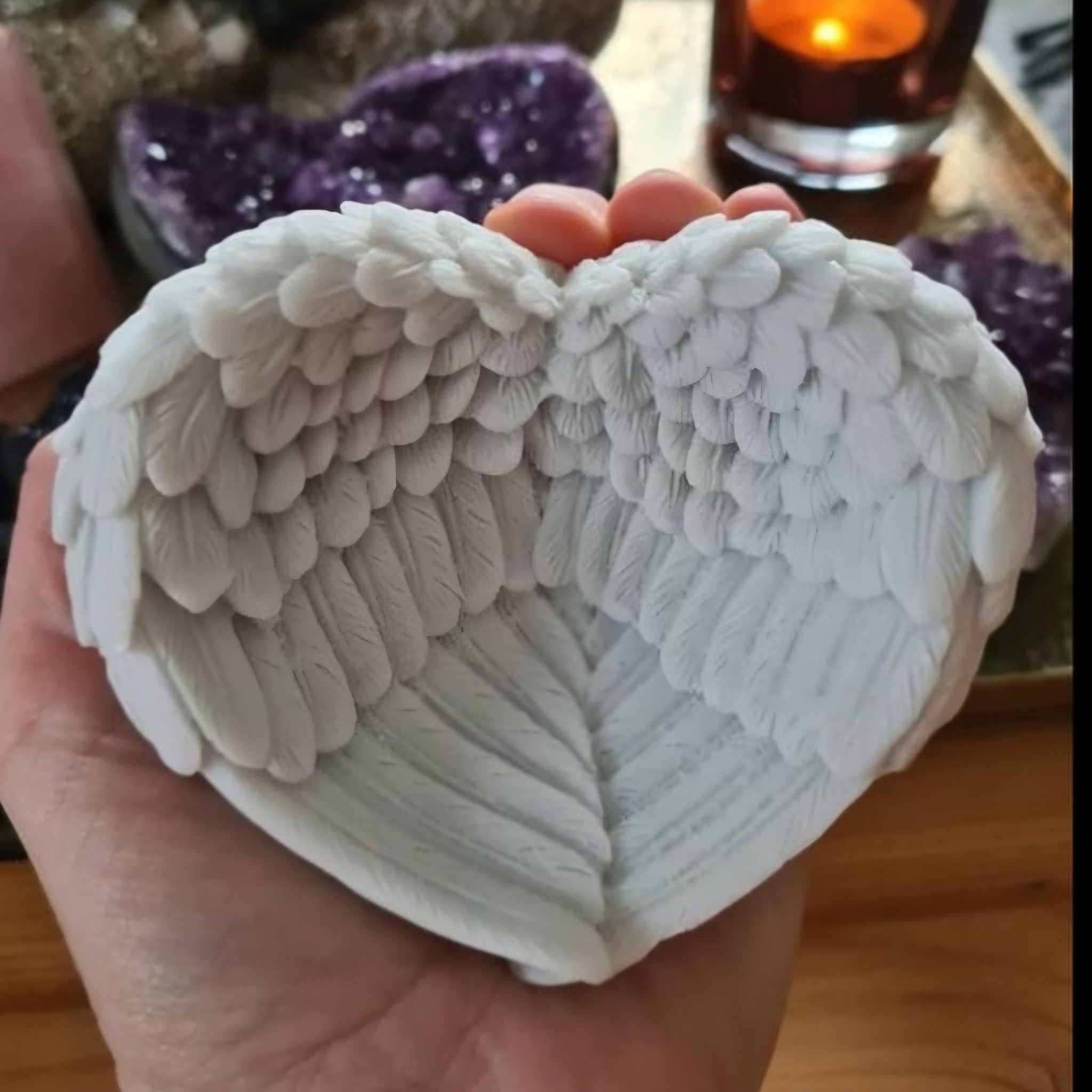 Designer wing heart concrete jar