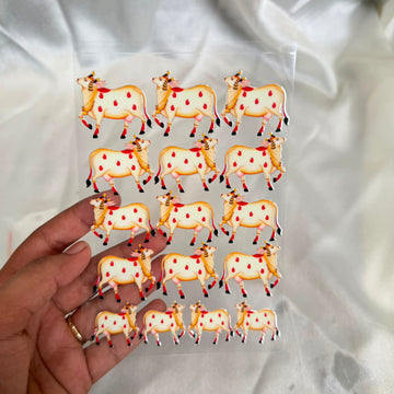 Cow peel off sticker sheet A6
