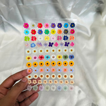 Small multi flower peel off sticker sheet A6