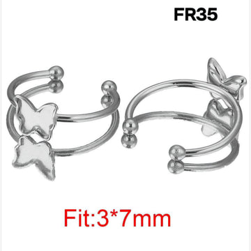 Bezel ring silver butterfly