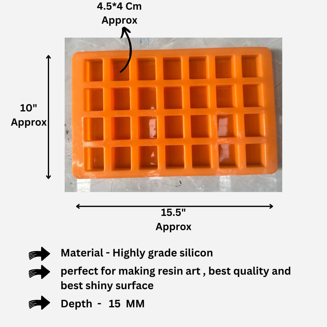 28 cavity square soap mould