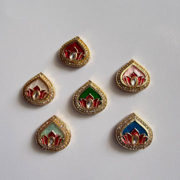 Drop Kundan lotus rakhi charm 004