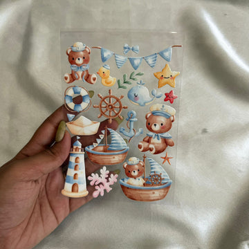 Baby blue theme peel off sticker