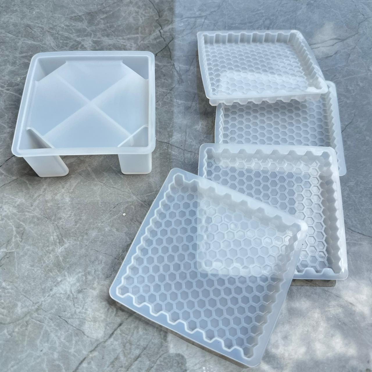 Honeycomb coaster set with stand mould