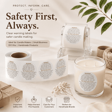 Candle Warning Label Sticker Roll – Candle Safety Instruction Adhesive Labels B