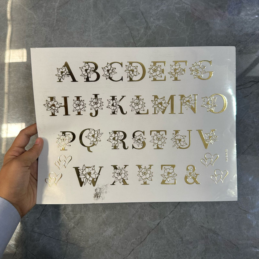 Gold embossed sheet alphabet 004