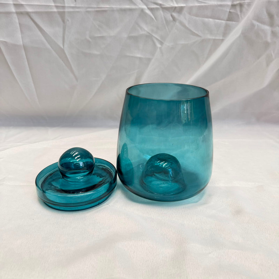 Candle glass jar with lid turquoise