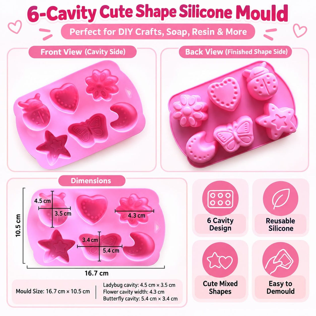 6 Cavity Cute Shape Silicone Mould